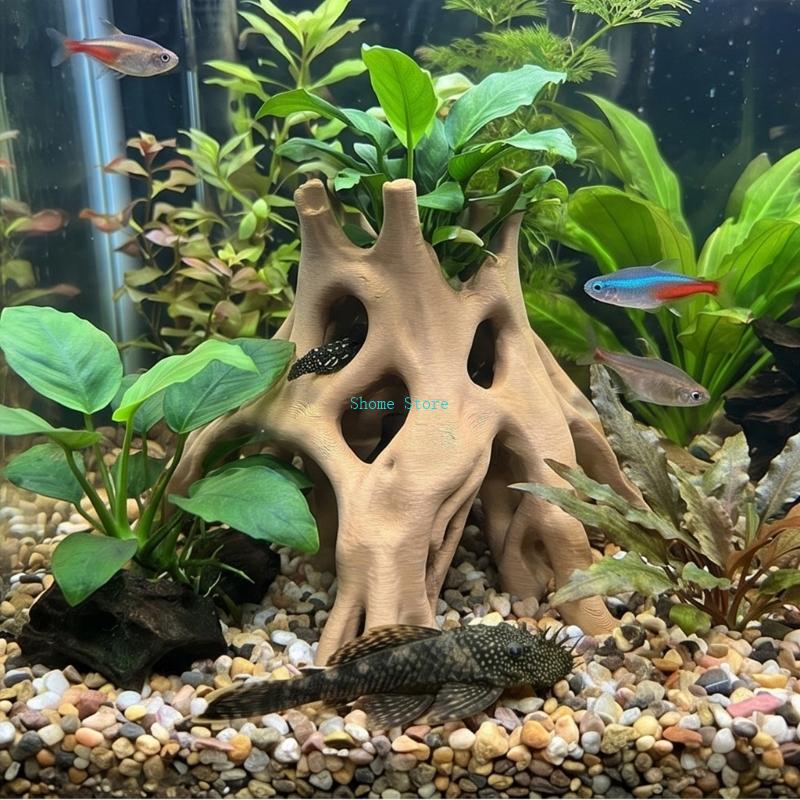 Natural Root Cave Fish Hideout - Aquarium Marine Rock 评论和价格