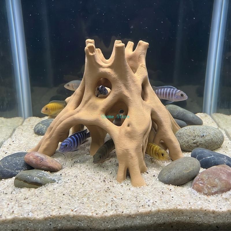 Natural Root Cave Fish Hideout - Aquarium Marine Rock 评论和价格